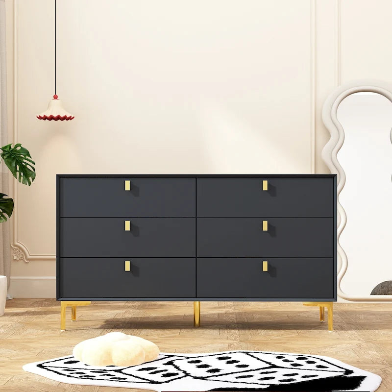 Commode Commode moderne pour chambre à coucher, Buffet double 6 tiroirs