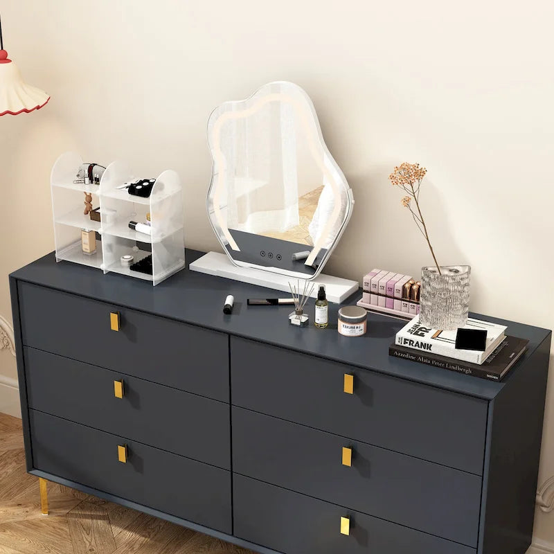 Commode Commode moderne pour chambre à coucher, Buffet double 6 tiroirs