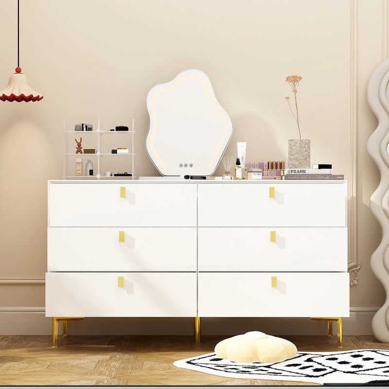 Commode Commode moderne pour chambre à coucher, Buffet double 6 tiroirs