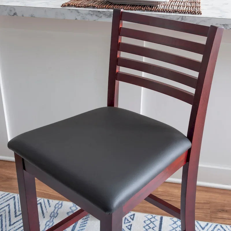 Tabouret de comptoir à dossier échelle 24 pouces en similicuir/tissu