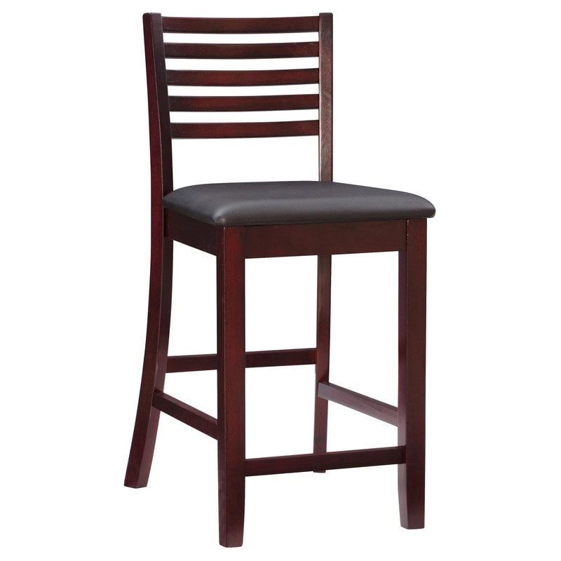 Tabouret de comptoir à dossier échelle 24 pouces en similicuir/tissu