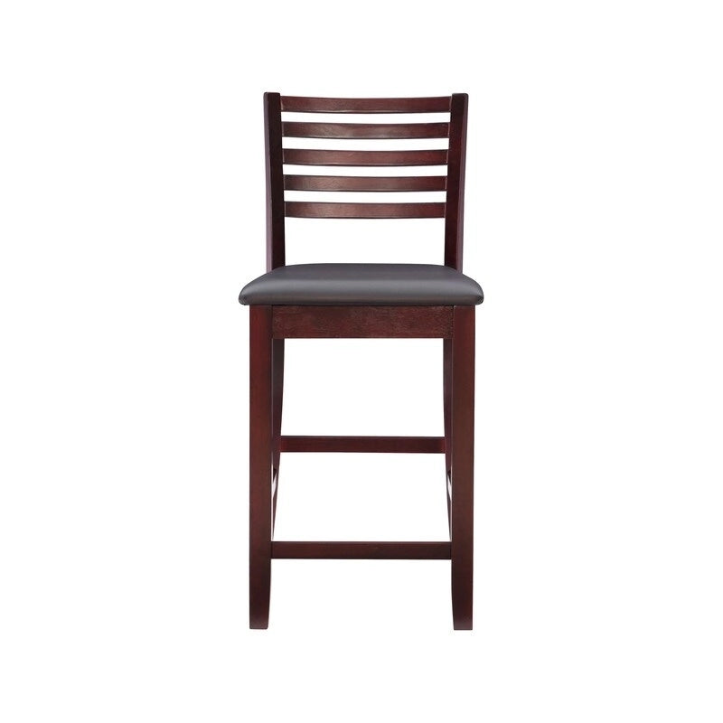 Tabouret de comptoir à dossier échelle 24 pouces en similicuir/tissu