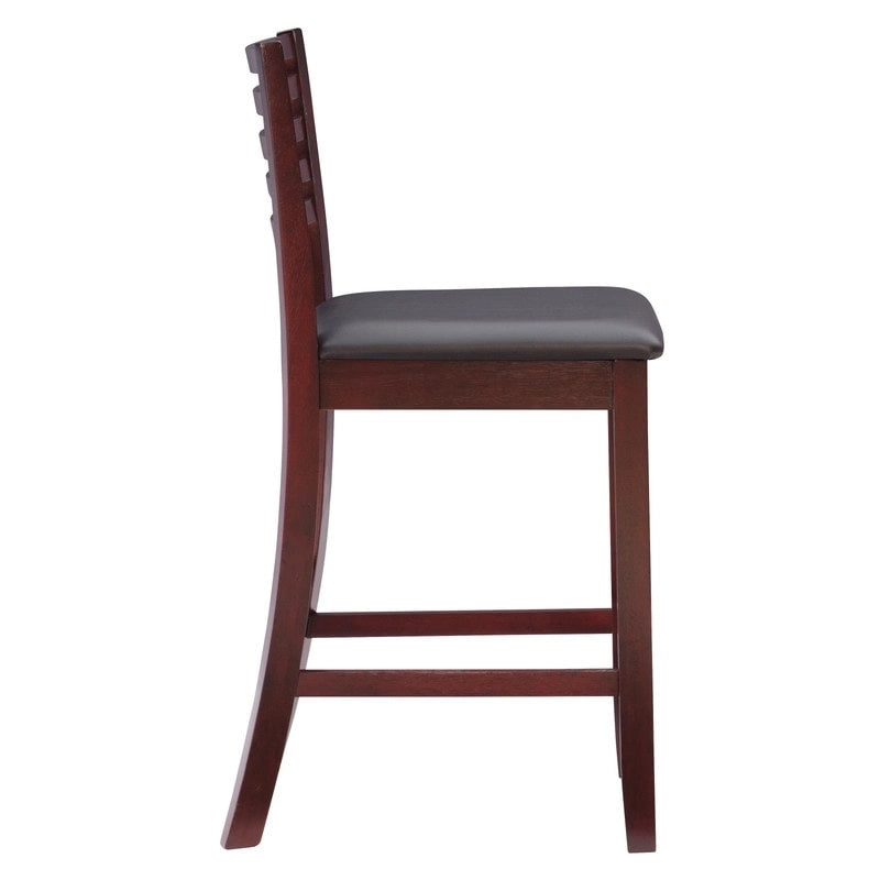 Tabouret de comptoir à dossier échelle 24 pouces en similicuir/tissu