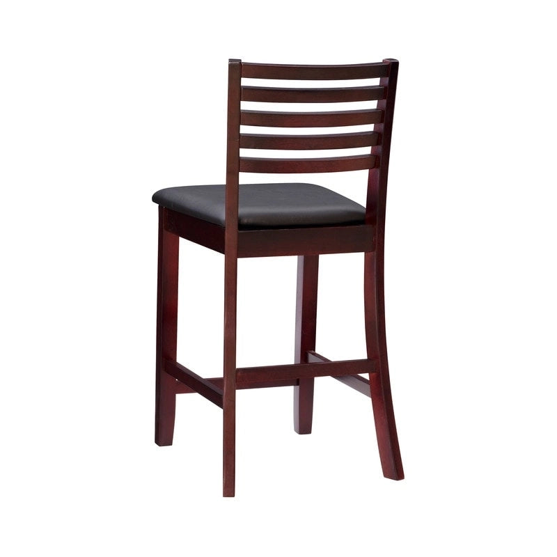 Tabouret de comptoir à dossier échelle 24 pouces en similicuir/tissu