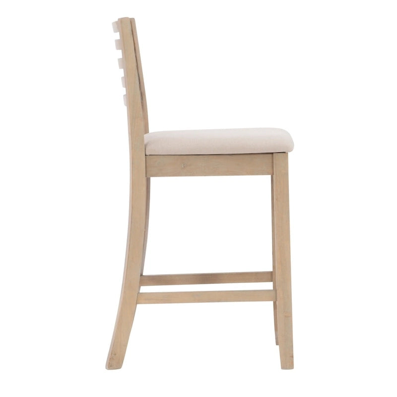Tabouret de comptoir à dossier échelle 24 pouces en similicuir/tissu