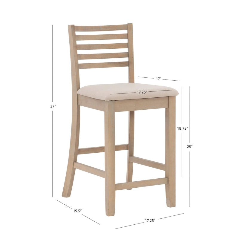 Tabouret de comptoir à dossier échelle 24 pouces en similicuir/tissu
