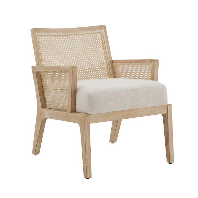 Fauteuil d'appoint en rotin et tissu au fini naturel