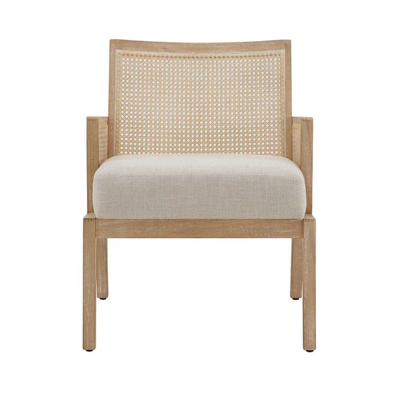 Fauteuil d'appoint en rotin et tissu au fini naturel