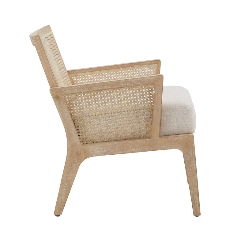Fauteuil d'appoint en rotin et tissu au fini naturel