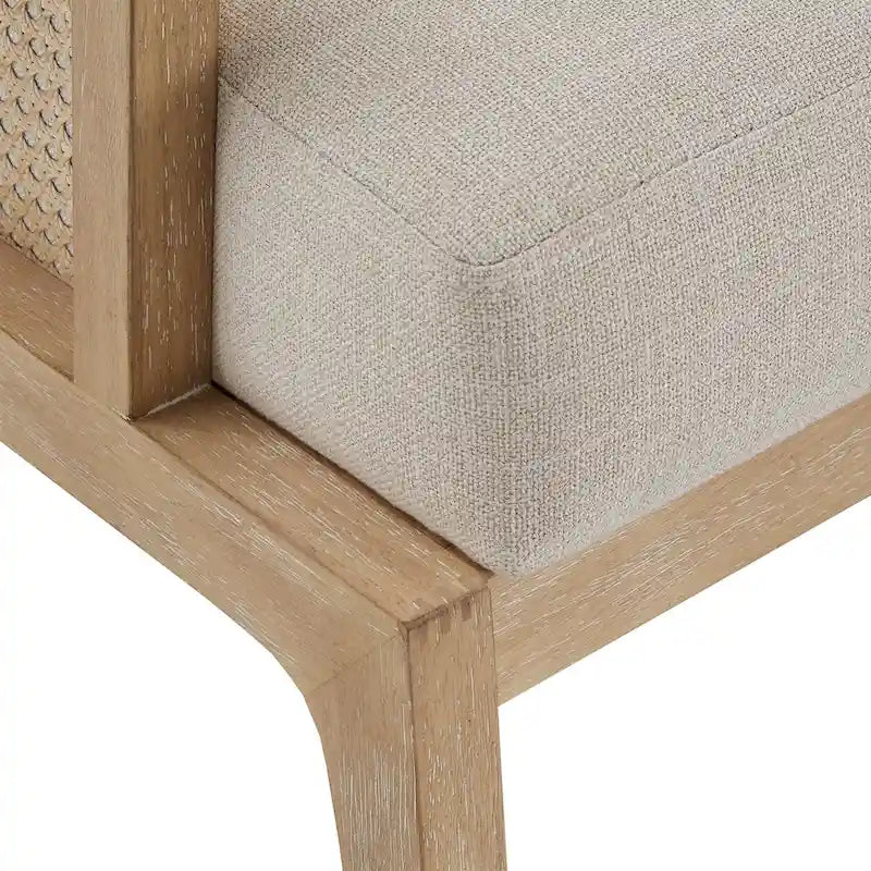 Fauteuil d'appoint en rotin et tissu au fini naturel