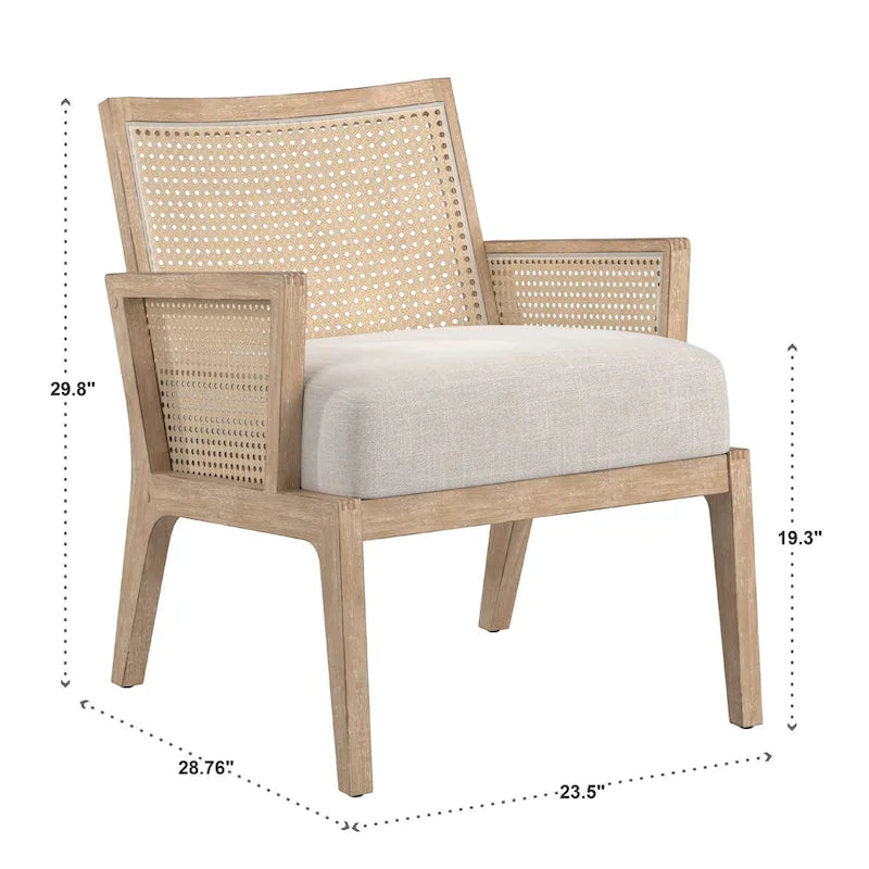 Fauteuil d'appoint en rotin et tissu au fini naturel