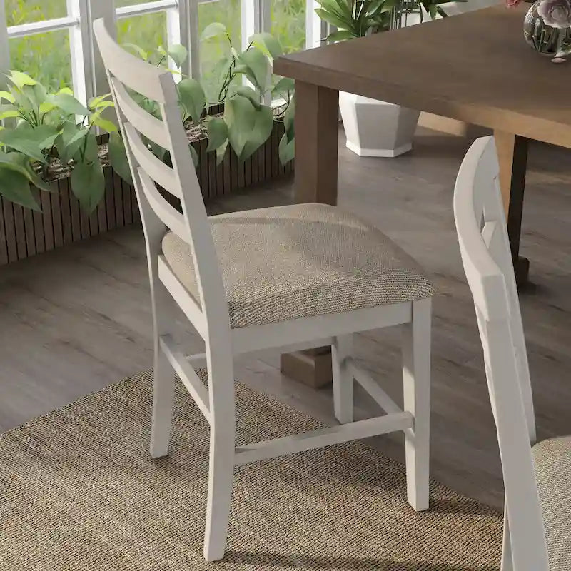 Chaises de comptoir en bois blanc style ferme