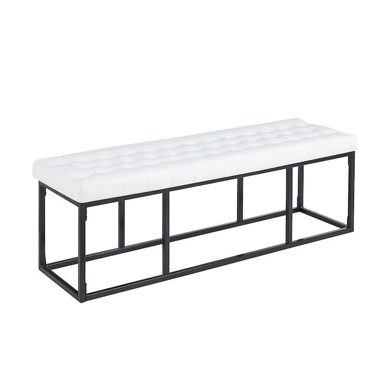 Banc d'appoint en similicuir avec piétement en métal