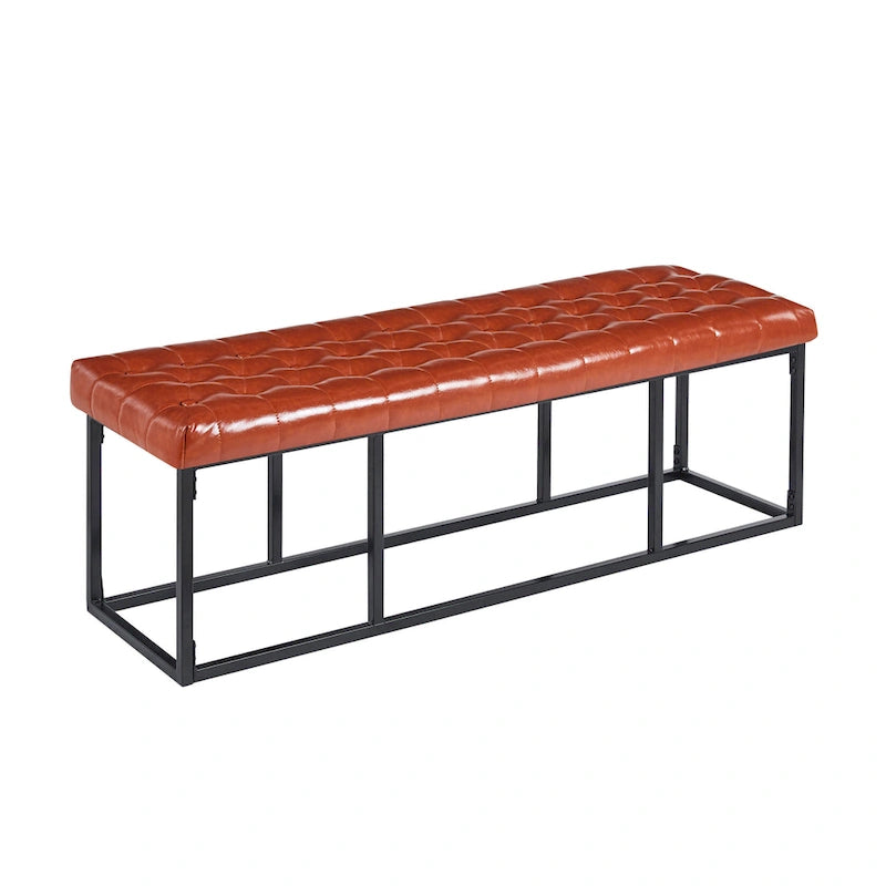 Banc d'appoint en similicuir avec piétement en métal