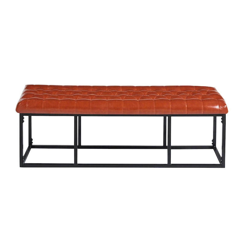 Banc d'appoint en similicuir avec piétement en métal