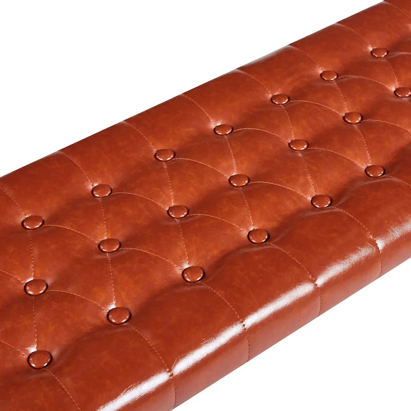 Banc d'appoint en similicuir avec piétement en métal