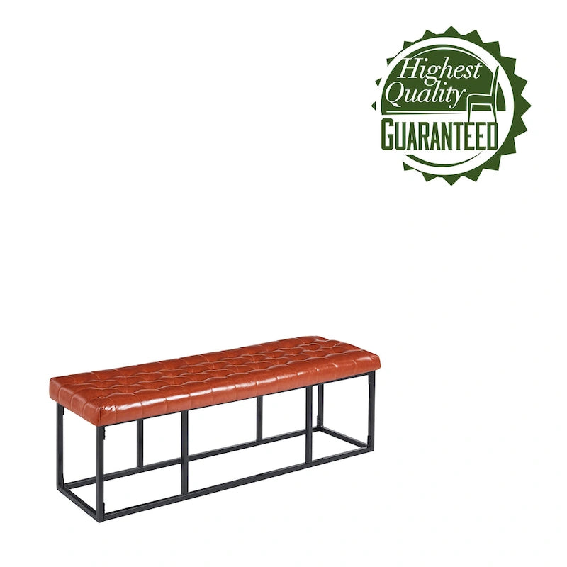 Banc d'appoint en similicuir avec piétement en métal