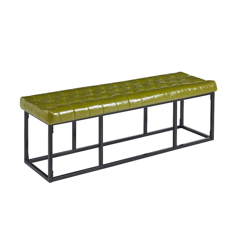 Banc d'appoint en similicuir avec piétement en métal