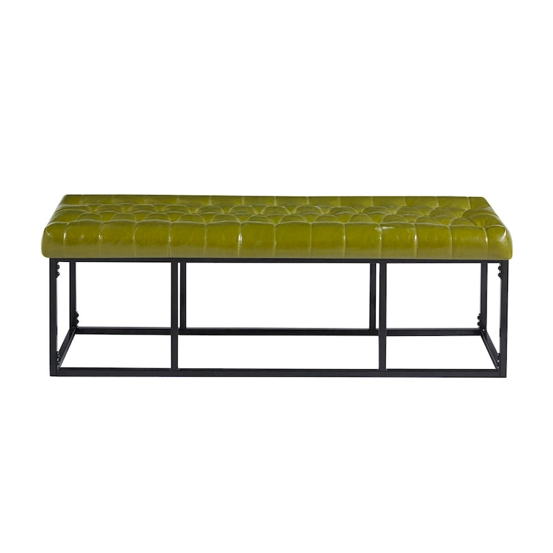 Banc d'appoint en similicuir avec piétement en métal