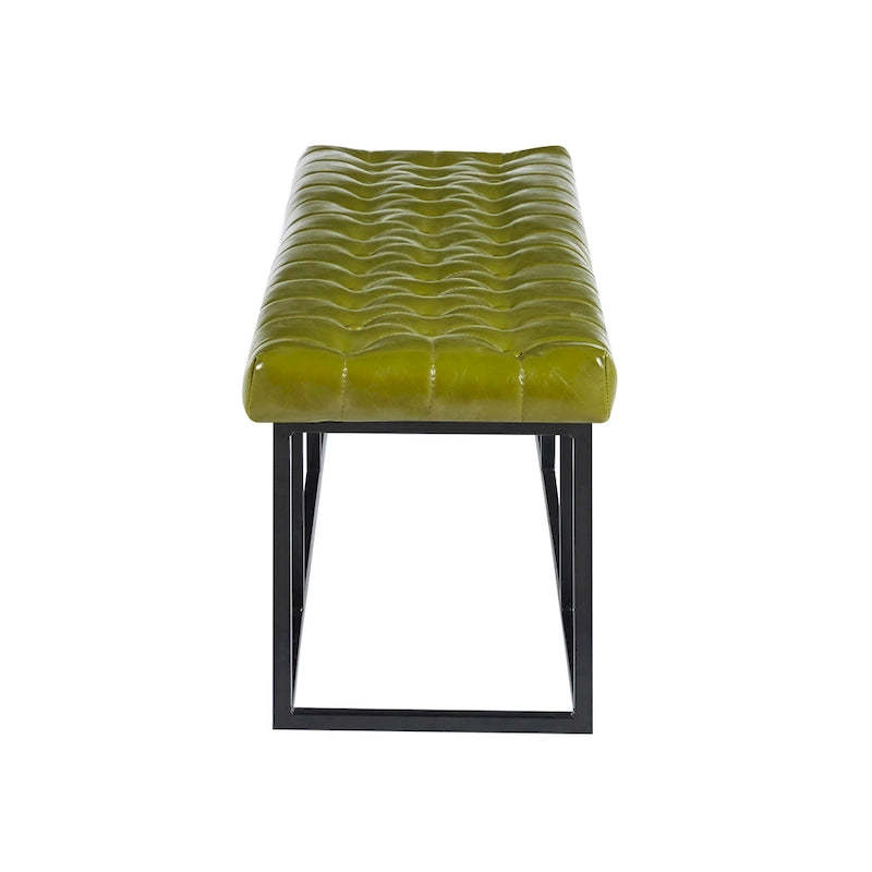 Banc d'appoint en similicuir avec piétement en métal