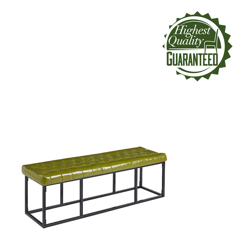 Banc d'appoint en similicuir avec piétement en métal