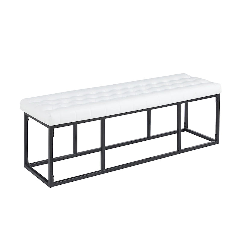 Banc d'appoint en similicuir avec piétement en métal