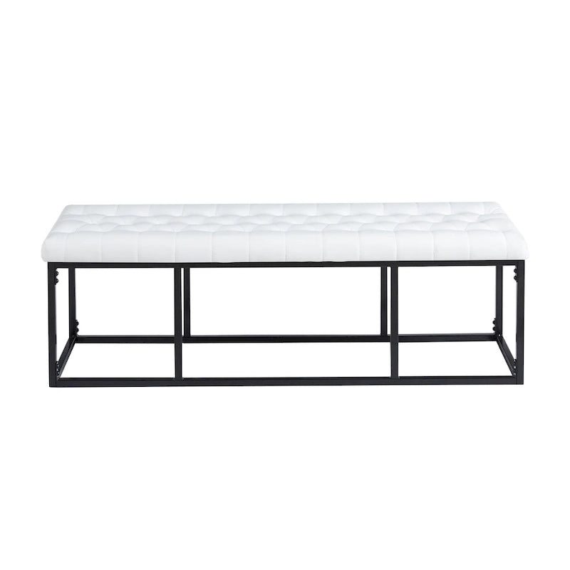 Banc d'appoint en similicuir avec piétement en métal