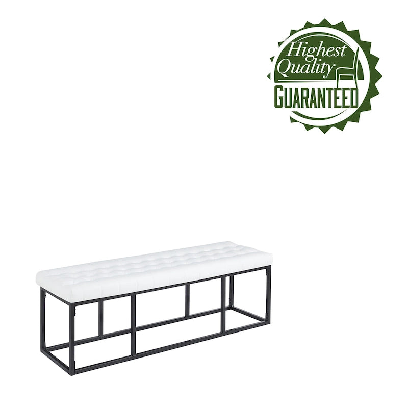 Banc d'appoint en similicuir avec piétement en métal