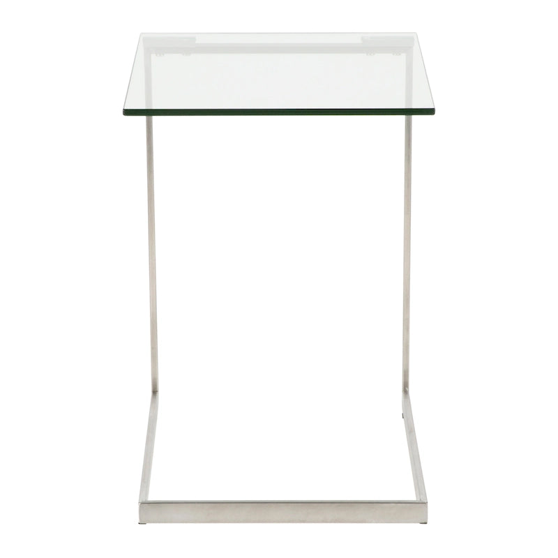 Table d'appoint en acier inoxydable et verre