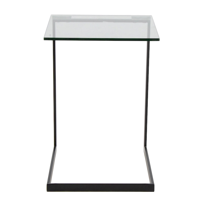 Table d'appoint en acier inoxydable et verre
