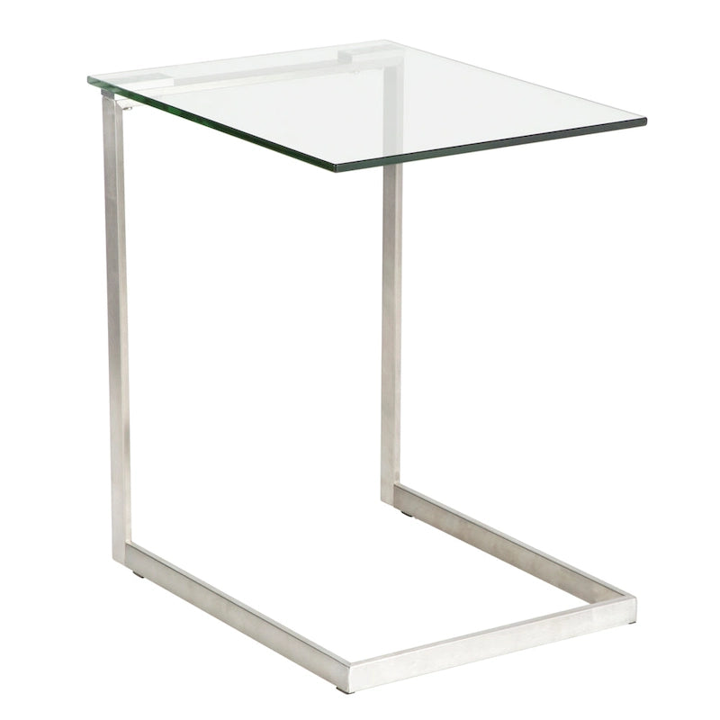 Table d'appoint en acier inoxydable et verre