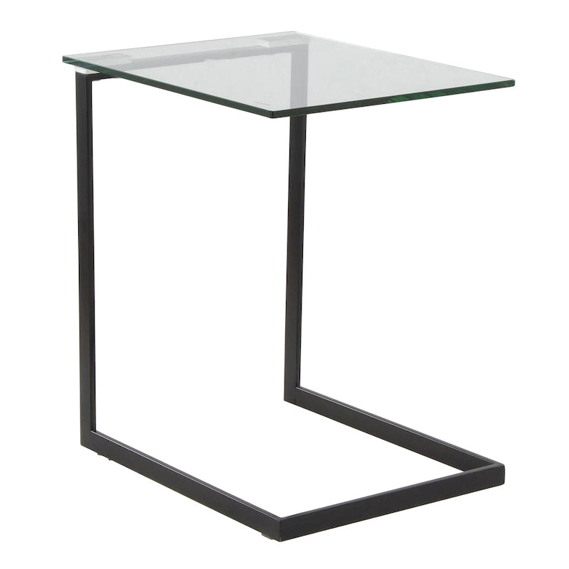 Table d'appoint en acier inoxydable et verre