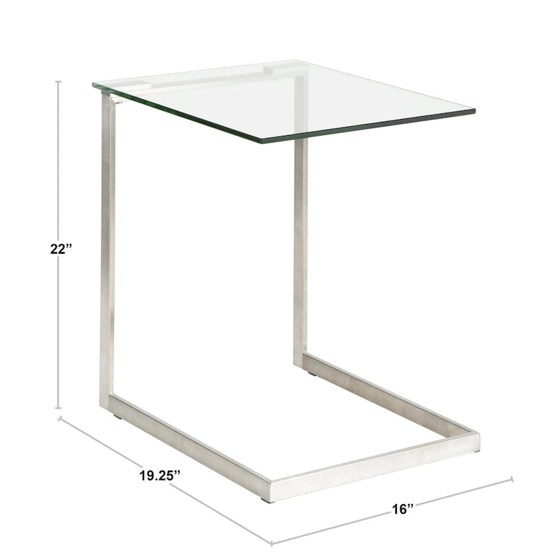 Table d'appoint en acier inoxydable et verre