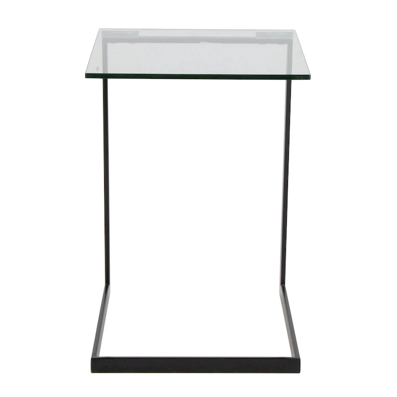 Table d'appoint en acier inoxydable et verre