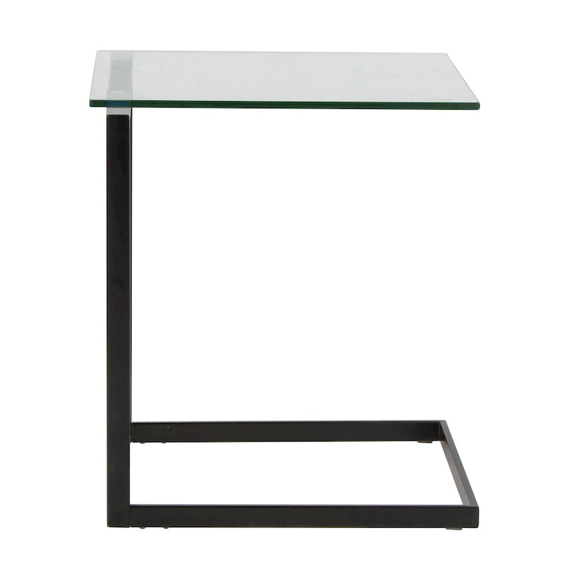 Table d'appoint en acier inoxydable et verre