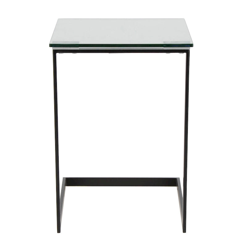 Table d'appoint en acier inoxydable et verre