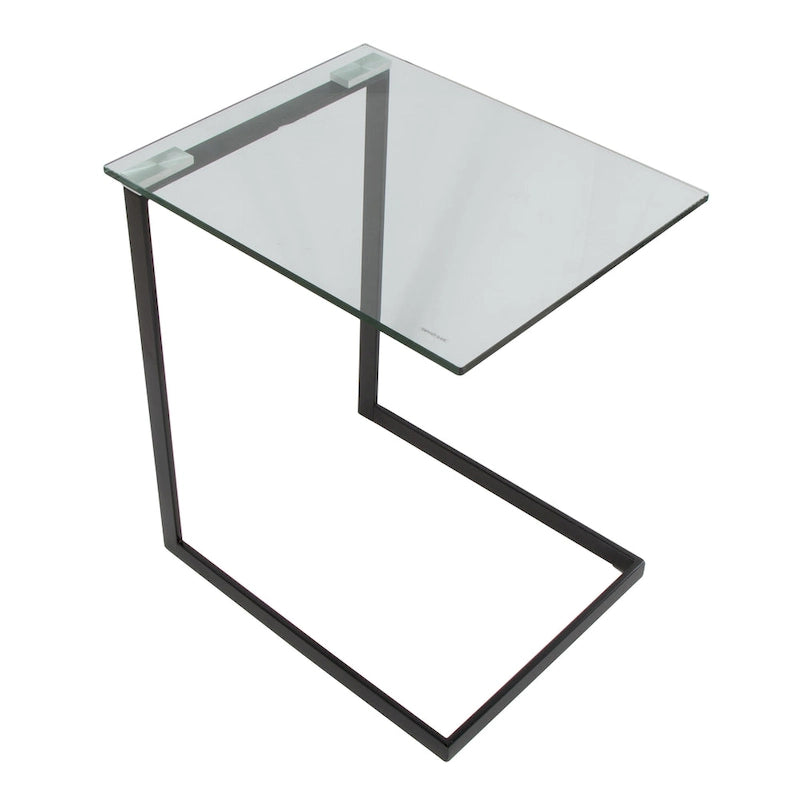 Table d'appoint en acier inoxydable et verre