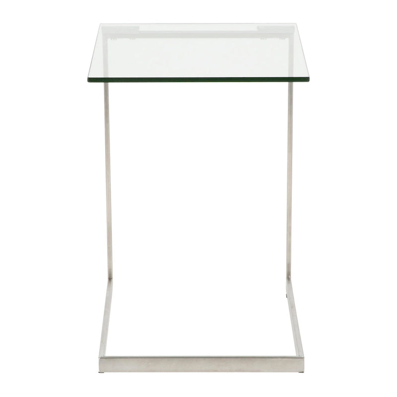 Table d'appoint en acier inoxydable et verre