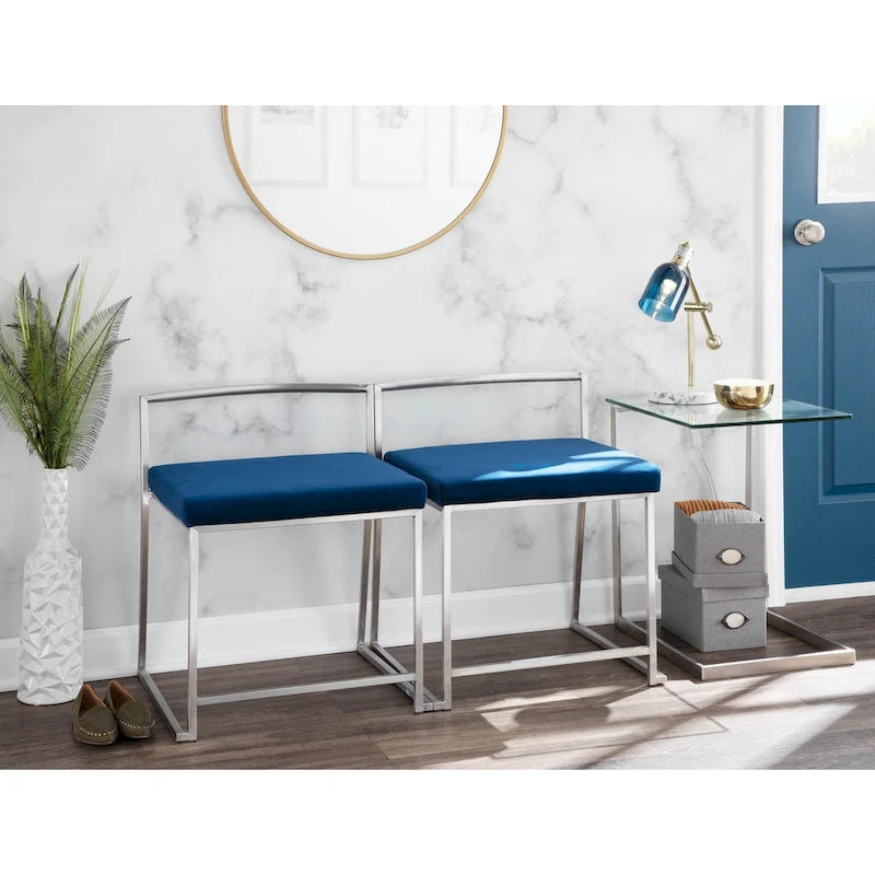 Table d'appoint en acier inoxydable et verre