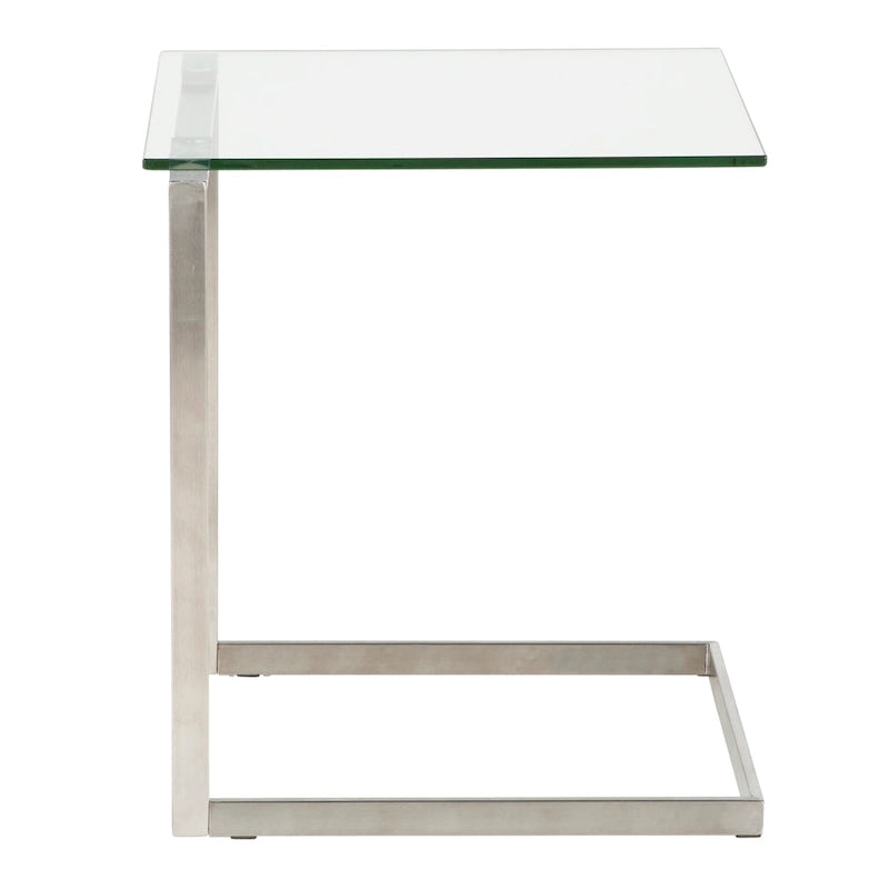 Table d'appoint en acier inoxydable et verre