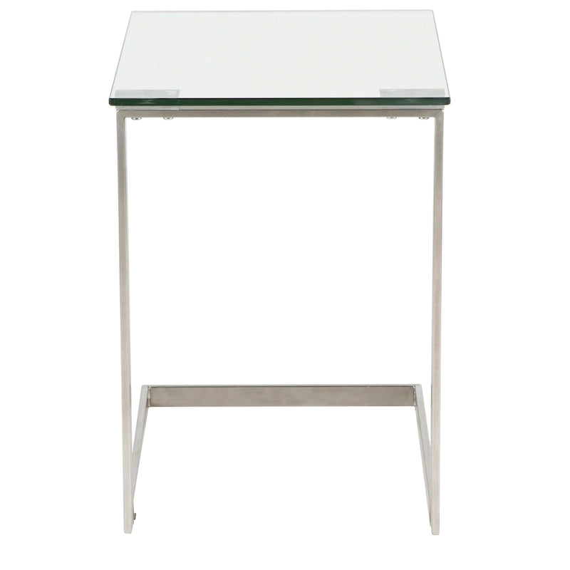 Table d'appoint en acier inoxydable et verre