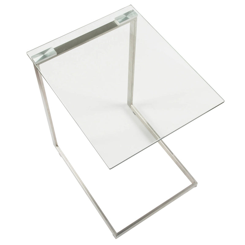 Table d'appoint en acier inoxydable et verre