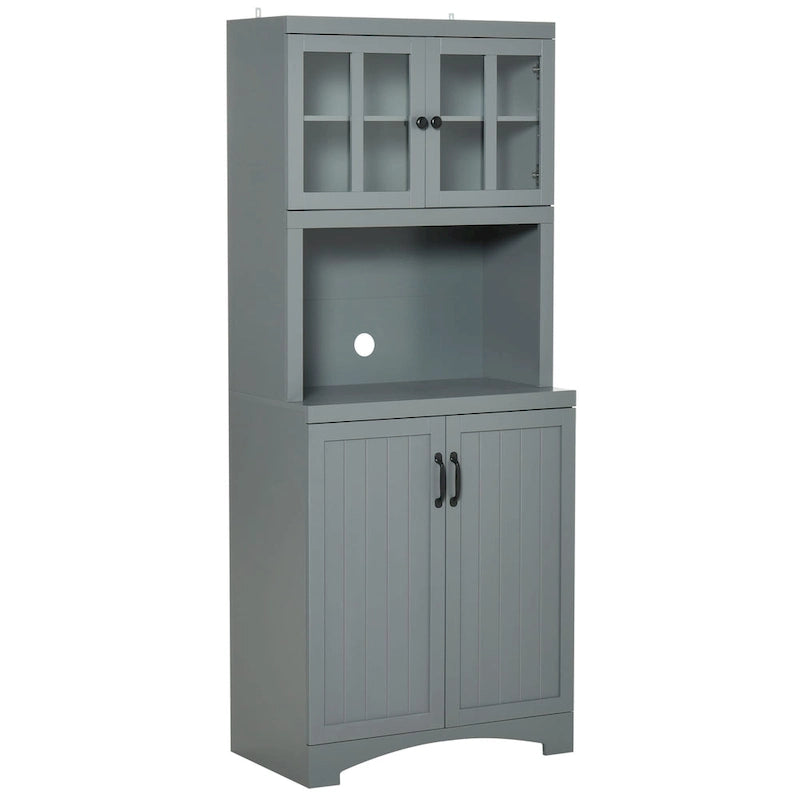 Buffet et vaisselier de cuisine en bois avec porte vitrée Accent