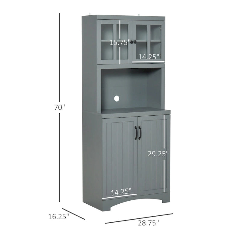 Buffet et vaisselier de cuisine en bois avec porte vitrée Accent