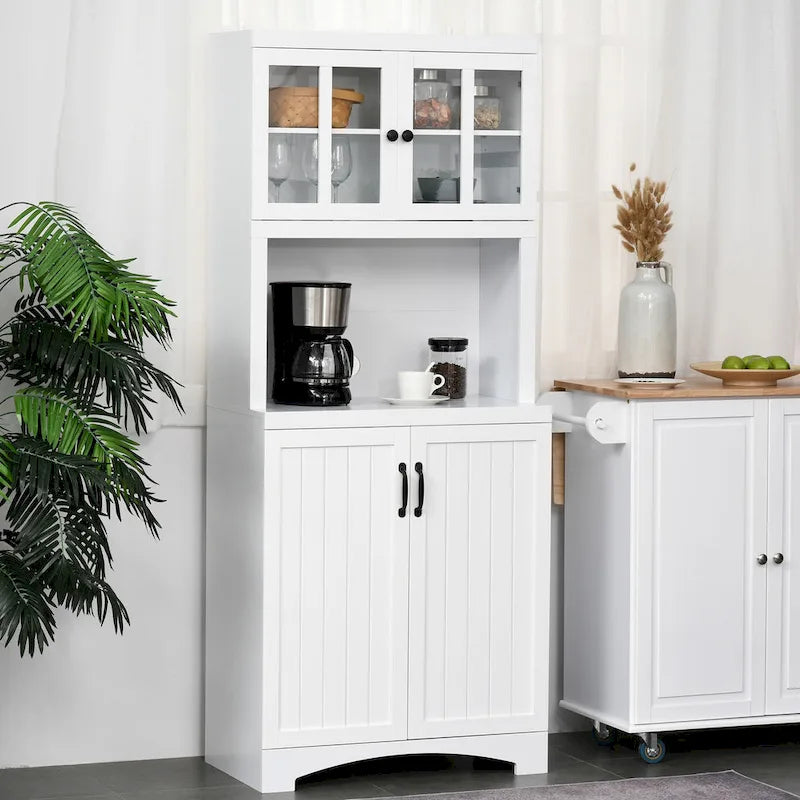 Buffet et vaisselier de cuisine en bois avec porte vitrée Accent
