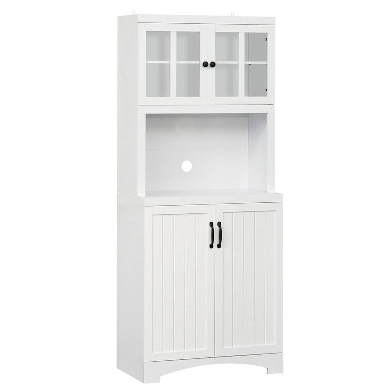 Buffet et vaisselier de cuisine en bois avec porte vitrée Accent