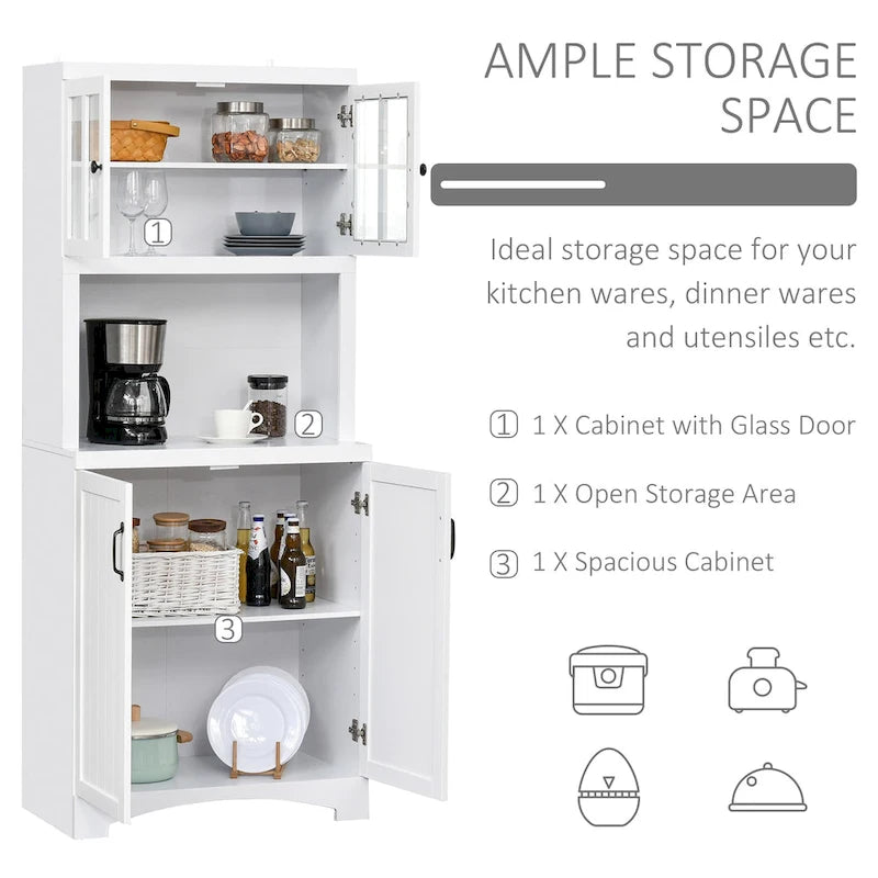 Buffet et vaisselier de cuisine en bois avec porte vitrée Accent