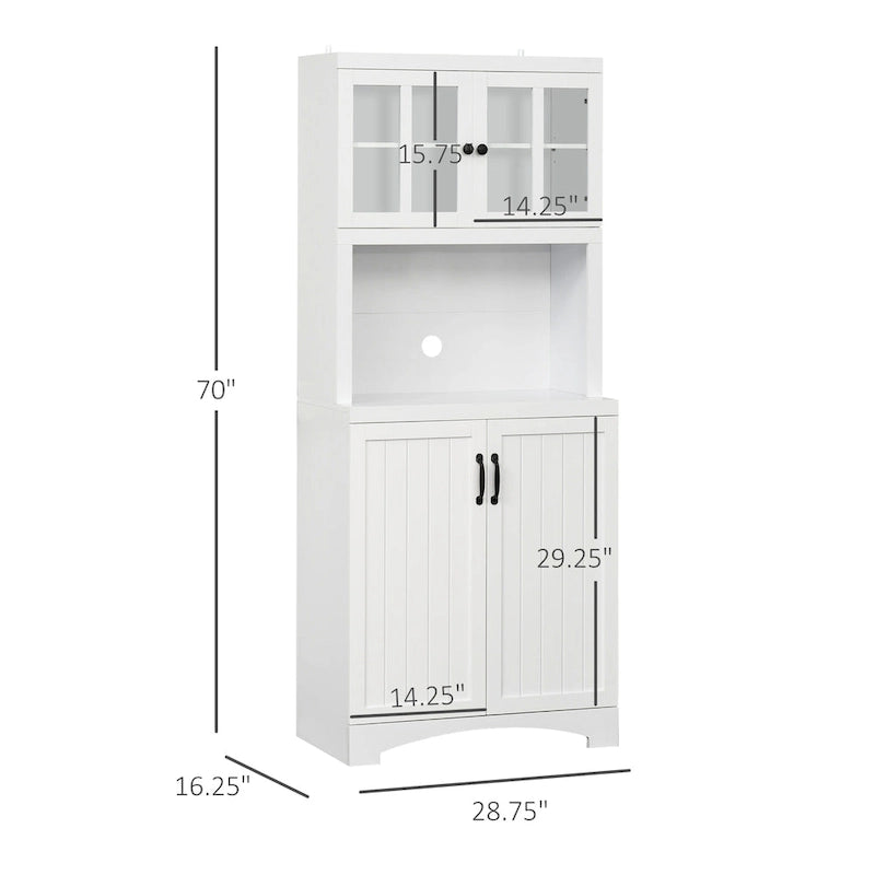 Buffet et vaisselier de cuisine en bois avec porte vitrée Accent