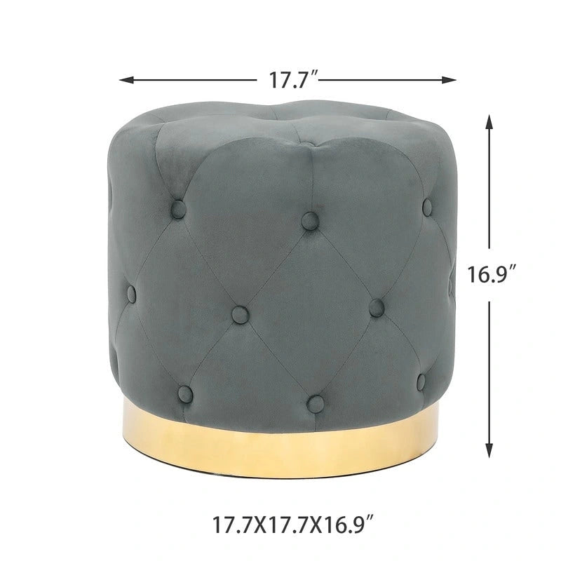 Tabouret pouf rond en velours, repose-pieds de vanité, base plaquée or