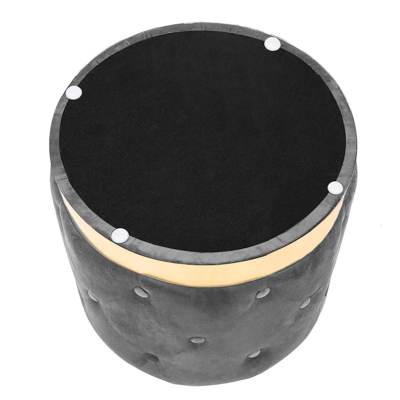 Tabouret pouf rond en velours, repose-pieds de vanité, base plaquée or
